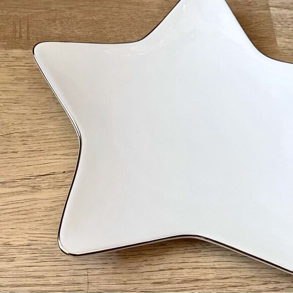 St.Nicholas Square Tis the Season Star Plate Platinum Rim White Porcelain - Picture 9 of 13